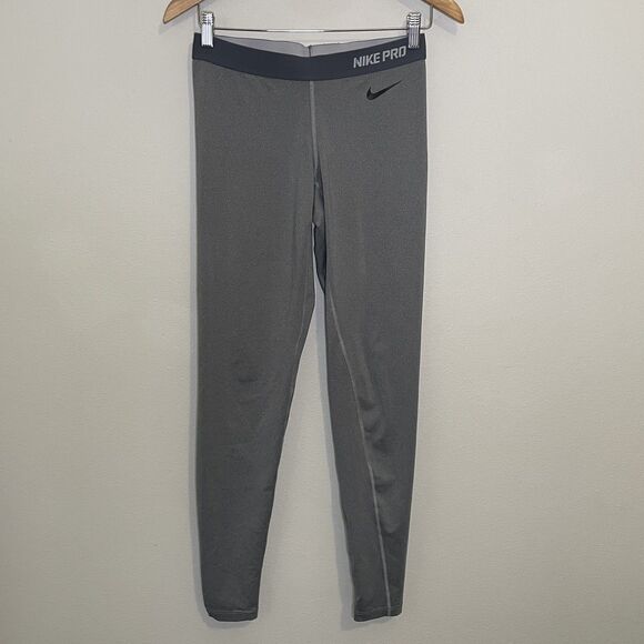 Nike Pants - NIKE Pro Dri Fit Leggings Womens M Grey Full Length Mid Rise Running Pants